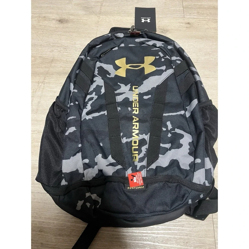 Under Armour UA Hustle 5.0‎ Backpack Camo Black/Metallic Gold NWT 1361176 007